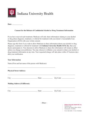 Fillable Online Iuhealth Date Consent For The Release Of Confidential