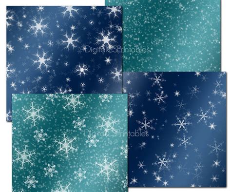 Snowflake Digital Paper Blue Christmas Digital Paper Winter - Etsy