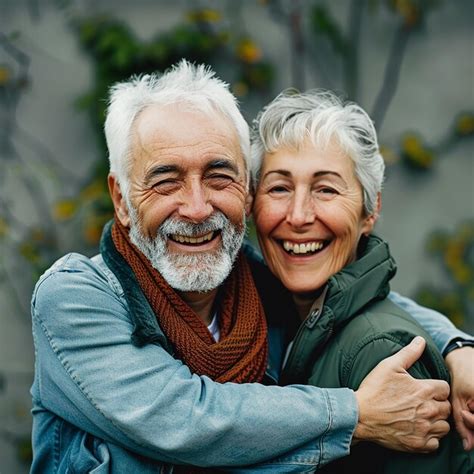 Photo portrait of an older elderly couple hugging and smiling | Premium ...