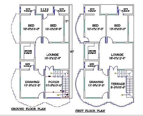 4 BHK House Plan with Ground and First Floor