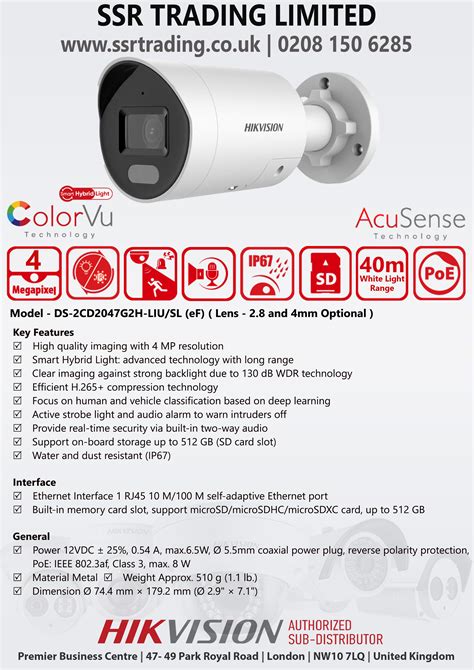 Hikvision 4MP Smart Hybrid Light IP PoE Camera DS 2CD2047G2H LIU SL