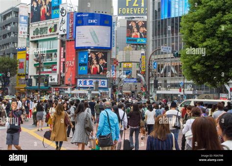 Tokyo Japan Crowds Rush Moving Walking In The Busy Shibuya Station Area