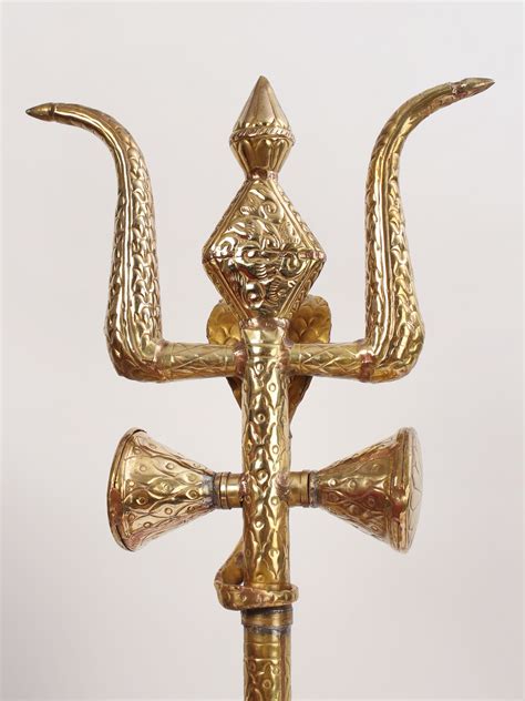 Lord Shiva Trishul With Damru And Snake Brass Exotic India Art