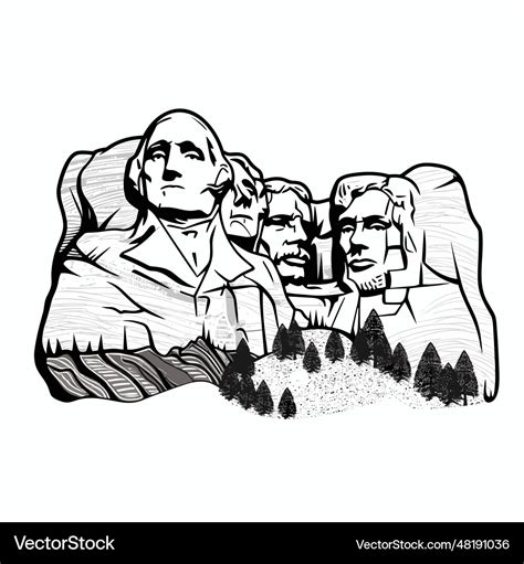 Mount Rushmore Hand Drawn Comic Royalty Free Vector Image