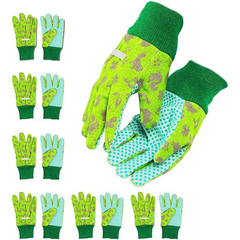 Childrens Gardening Work Gloves Age 3 6 Breathable Green Polyester