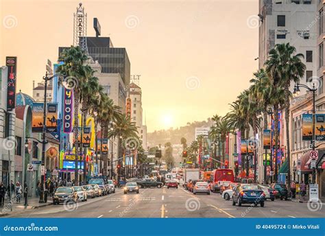 Hollywood Boulevard At Sunset Los Angeles Walk Of Fame Editorial