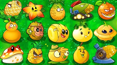 All Yellow Premium Plants Max Level Power Up Plants Vs Zombies 2 Pvz2 Youtube