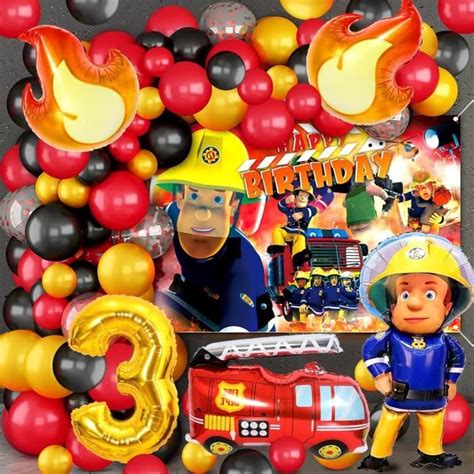 71Pcs Pompiers Decoration Anniversaire Anniversaire Pompier 3 Ans