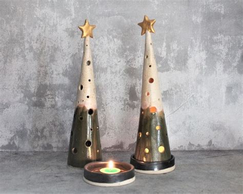 Portacandele Grande Albero Di Natale In Ceramica Decorazione Etsy