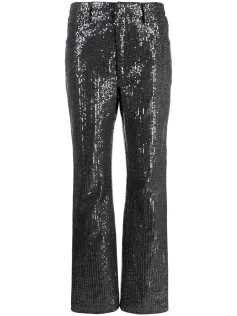 Rotate Birger Christensen High Waisted Sequin Embellished Jeans Black Farfetch