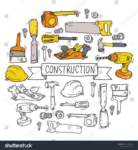 Hand Drawn Doodle Construction Tools Set Stock Vector Royalty Free