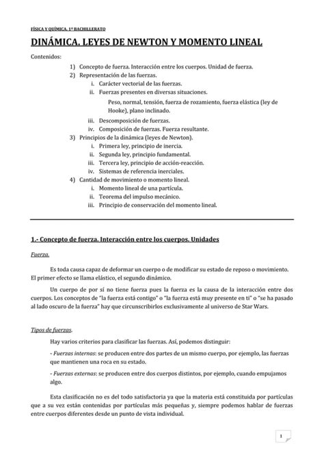 Din Mica Leyes De Newton Y Momento Lineal Pdf