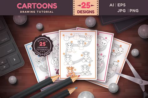 25 Drawing Tutorials Cartoons Graphic by rwgusev · Creative Fabrica