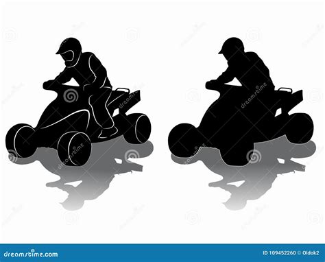 Silhouette Of A Rider Atv Vector Draw Stock Vector Illustration Of