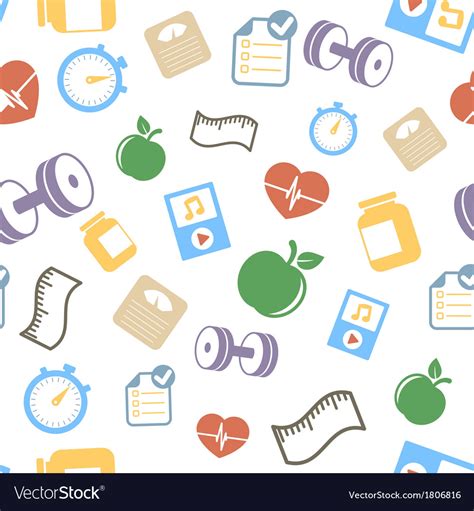 Healthy Lifestyle Elements Background Pattern Vector Image