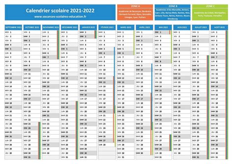 Le Calendrier Des Vacances Scolaires Imprimer