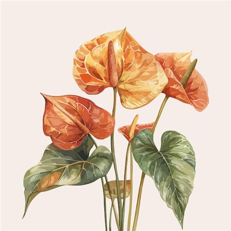 Premium Vector Watercolor Anthurium Flower Laceleaf Flower Vector