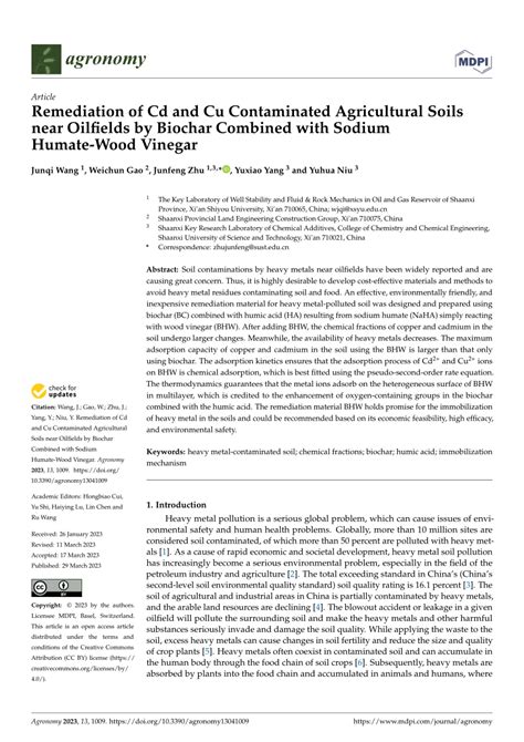 PDF Remediation Of Cd And Cu Contaminated Agricultural Soils Near