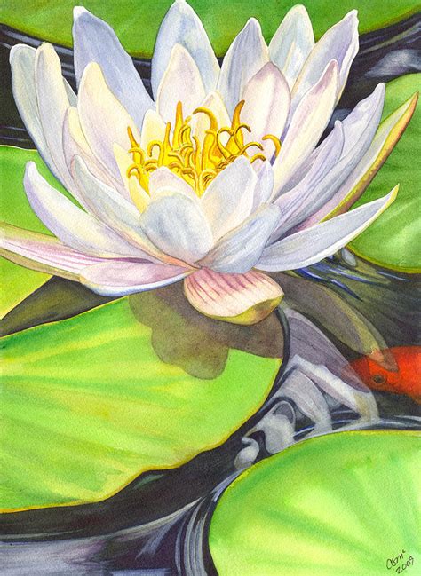 White Water Lily Painting by Catherine G McElroy