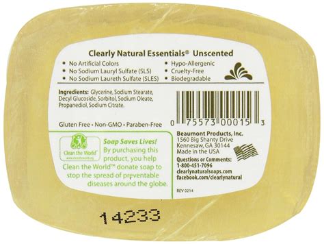 Natural Glycerine Bar Soap Unscented 4 Oz 4 Pack