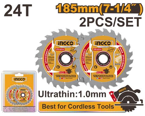 Ingco Ultra Thin Tct Saw Blade Set 185mm 2pcs Northern Bolt And Tool