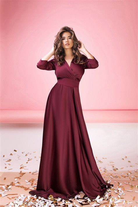 Burgundy Satin Silk Bridesmaid Dress Etsy