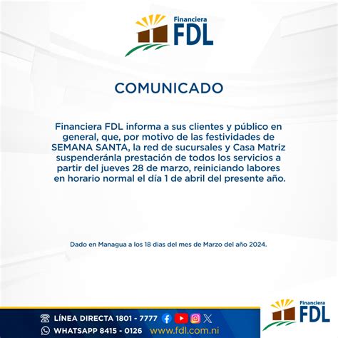 Comunicado Semana Santa Fdl