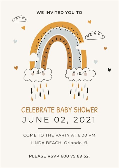 Modifica este diseño de Invitación de Baby Shower de Arcoíris y