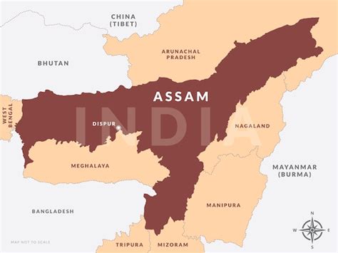 Premium Vector State Of Assam India With Capital City Dispur Hand