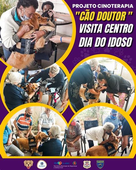 PROJETO CINOTERAPIA CÃO DOUTOR VISITA CENTRO DIA DO IDOSO EM RIO CLARO