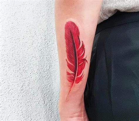 Cardinal Feather Tattoo