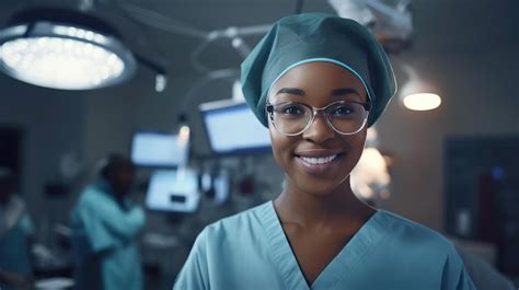 Premium AI Image | Smiling surgeon black woman in surgical operating ...