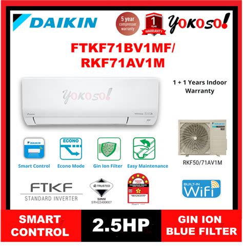 Daikin Ftkf71bv1mf Rkf71av1m 2 5hp R32 Gin Ion Filter Wifi Standard