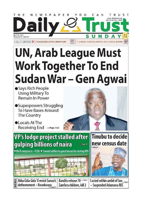 Nigerian Newspapers Daily Front Pages Review Sunday Th April