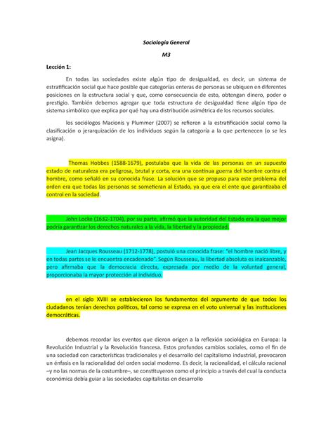 Modulo 3 RESUMEN MÓDULO 3 Sociología General M Lección 1 En todas