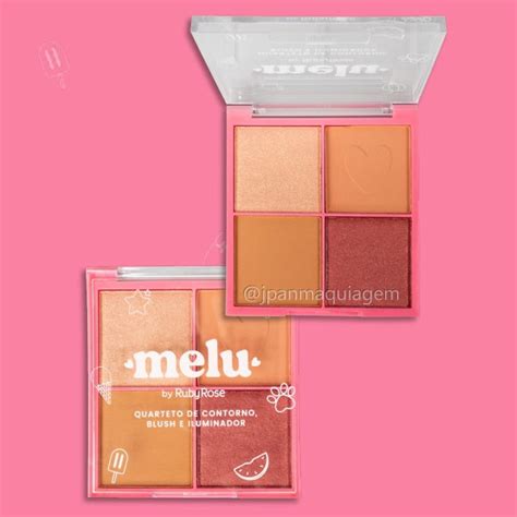 Paleta Quarteto De Contorno Blush E Iluminador Melu Ruby Rose Shopee