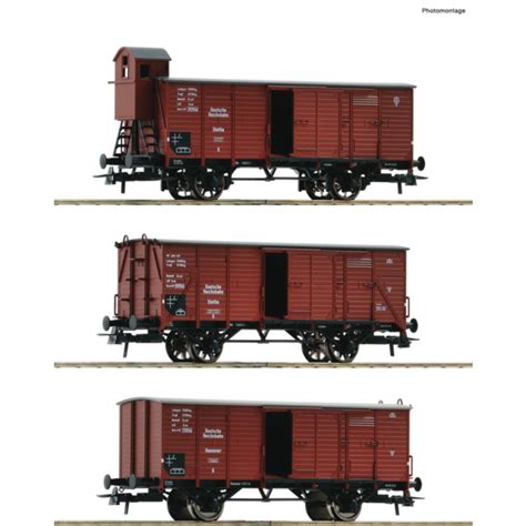 H0 DRG Gesloten Goederenwagenset 3 Delig Roco 6600037