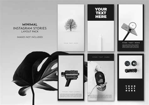 Free PSD | Minimal black and white instagram layout pack