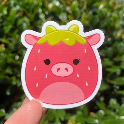 Strawberry Cow Squishmallow Sticker Cow Sticker Kawaii Etsy