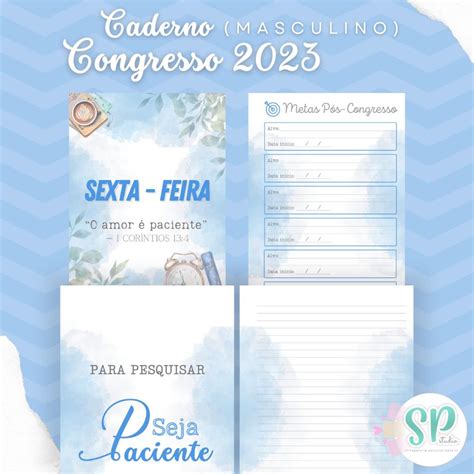 Caderno Congresso Seja Paciente Masculino Kit Digital