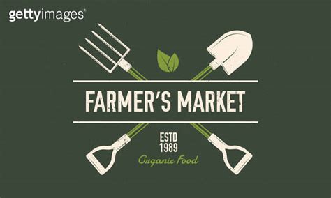 Farmers Market Emblem Pitchfork And Shovel Vintage Farmers Market