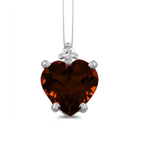 2 Carat Garnet And Diamond Heart Pendant Prong Set In Silver Heart