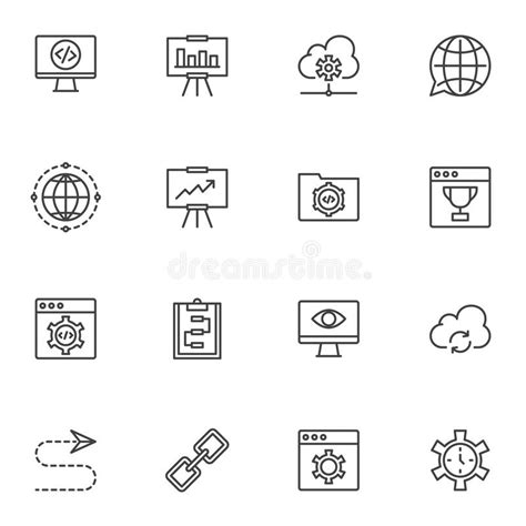 Conjunto De Iconos De Línea De Desarrollo Web Ilustración del Vector