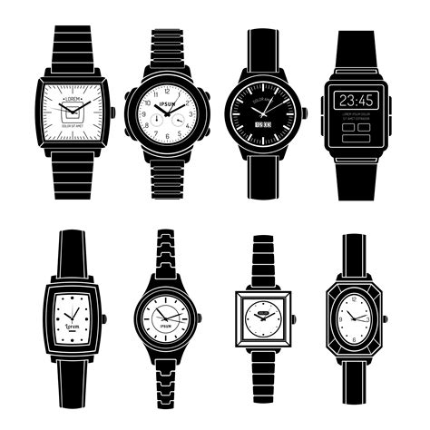 Popular Watches Styles Black Icons Set 471714 Vector Art At Vecteezy