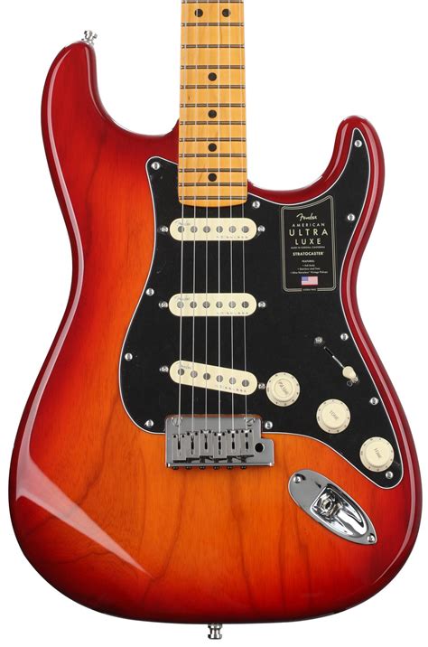 Fender American Ultra Luxe Stratocaster Plasma Red Burst With Maple Fingerboard Sweetwater