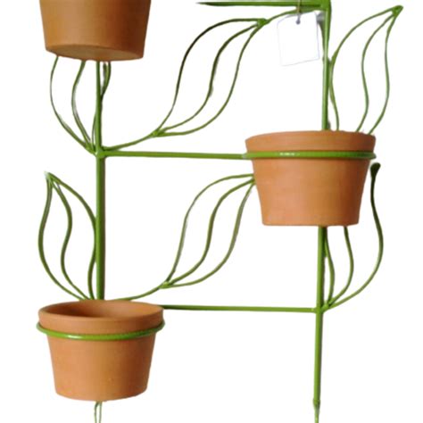 Suporte Para Plantas Verde Em Forma De Folhas Para 3 Vasos E 2 Ganchos