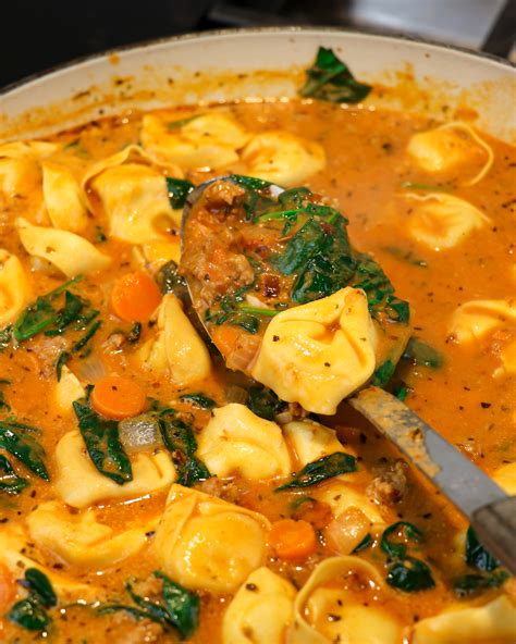 Creamy Sausage And Spinach Tortellini Soup