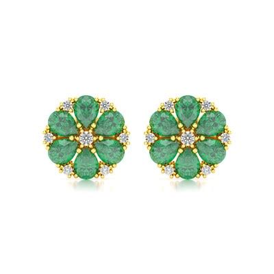 Boucles D Oreilles Aden Or Jaune Emeraude Et Diamant Grs Maty