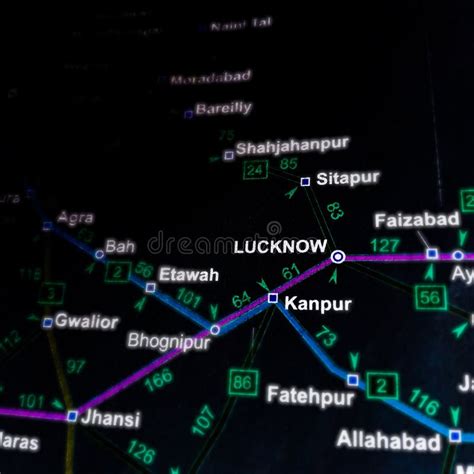 Lucknow City Located on Geographical Location Map in India Stock Image