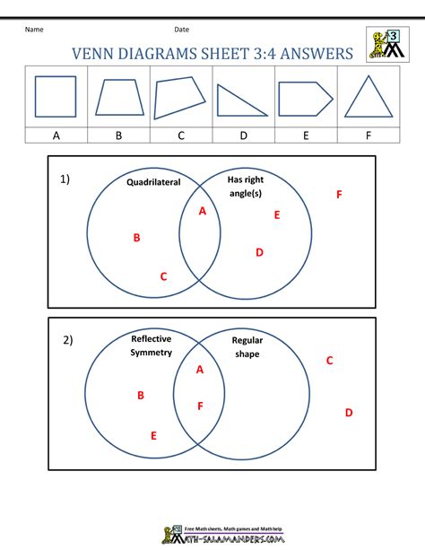 Venn Diagram Worksheets 3rd Grade